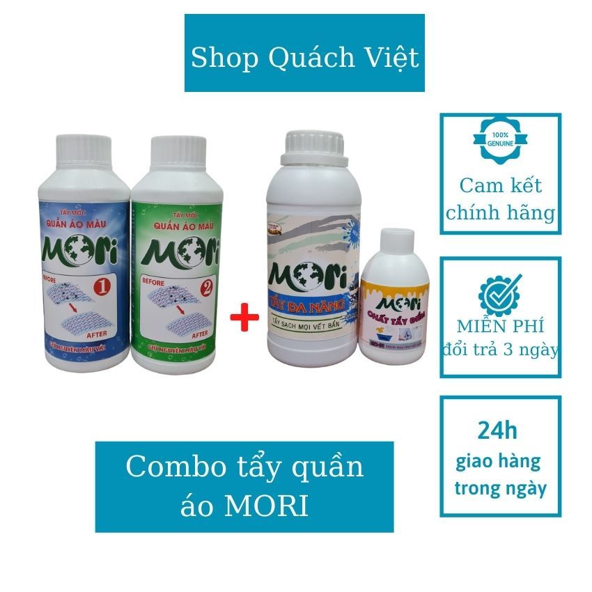 Combo tẩy mốc quần áo, tẩy vết bẩn cứng đầu, tẩy điểm MORI