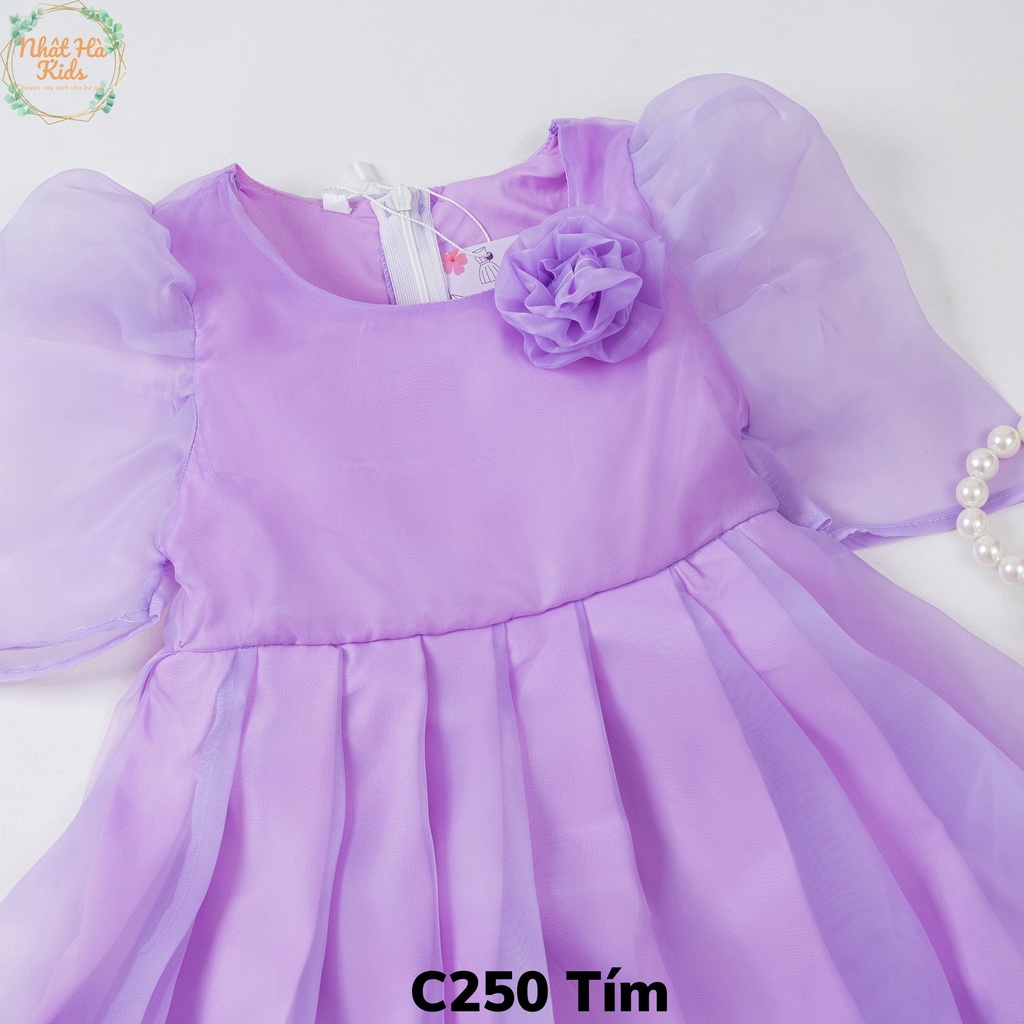 Váy bé gái công chúa C250 size đại từ 12-43kg chất liệu tơ óng tay bồng siêu xinh