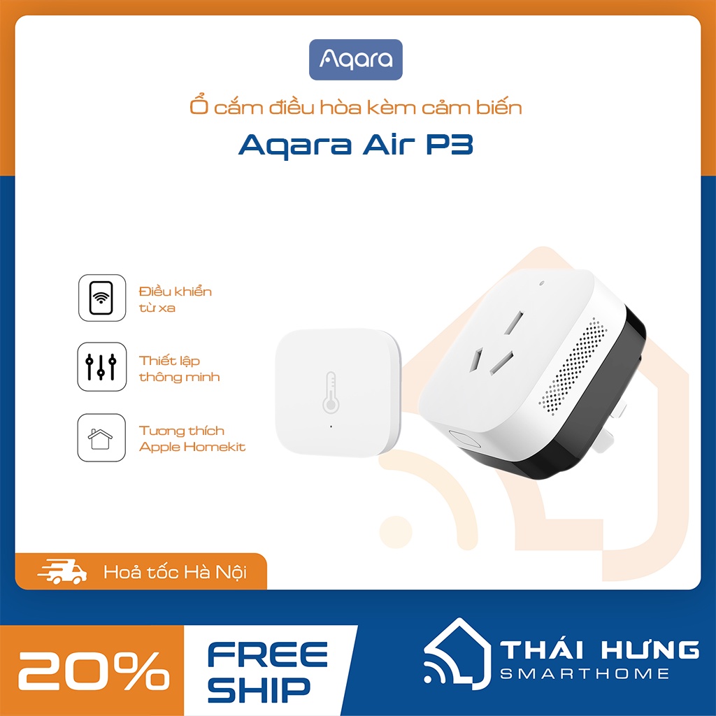 Combo điều khiển điều hòa thông minh 2 chiều Aqara P3 + cảm biến nhiệt ẩm - Hỗ trợ Homekit và đo điện năng.