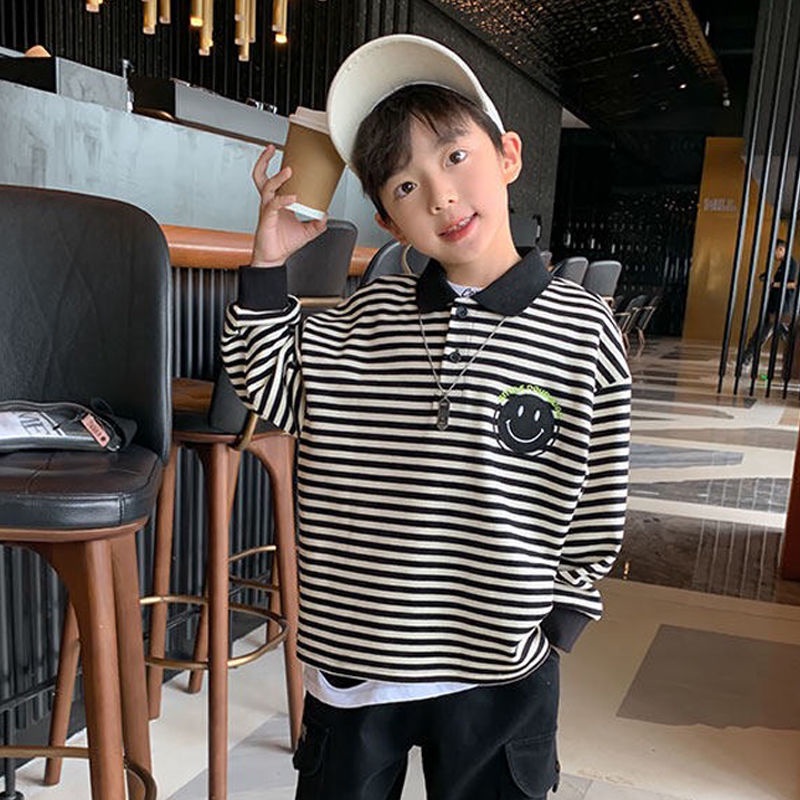 Áo polo Dài Tay Phong Cách Hàn Quốc Thời Trang Xuân Thu Cho Bé Trai