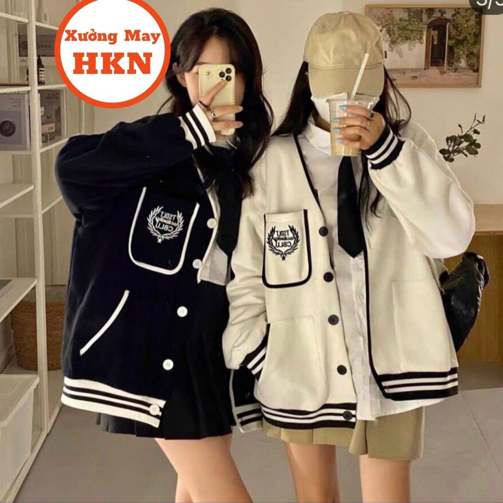 Áo Cardigan Nữ Viền CBLU, Áo Khoác Nỉ Cúc Cài Túi Trước Ngược Mã 608 Xưởng May HKN