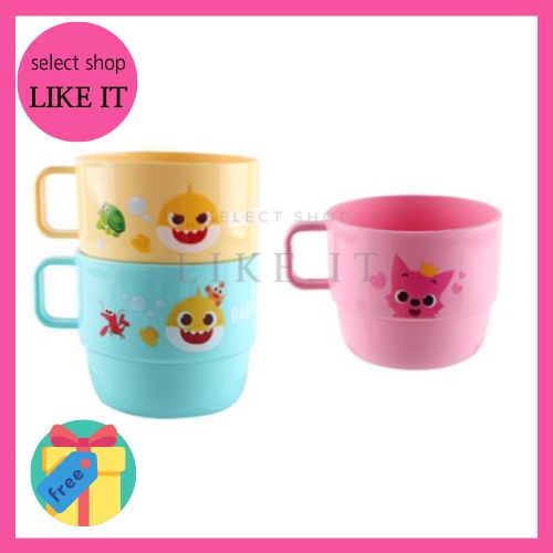 Pinkfong Bộ 3 Cốc Uống Nước Hình Cá Mập Dễ Thương Phong Cách Hàn Quốc Cho Bé