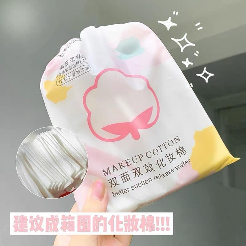 Bông Tẩy Trang Laneila, Bông Tẩy Trang 222 Miếng mẫu mới túi rút tiện lợi 3 lớp dày dặn làm sạch da