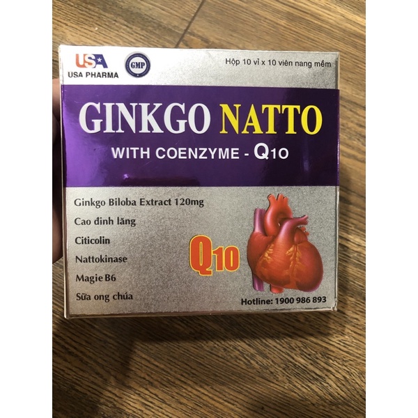 BỔ NÃO GINKGO NATTO WITH COENZYM Q10 HỘP 100 VIÊN