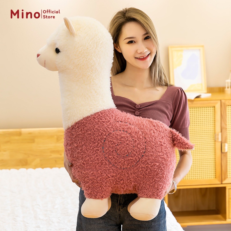 Gấu Bông Cute Dễ Thương Lạc Đà Alpaca Lông Cừu Màu Đỏ MINO Cho Bé Ôm Ngủ Mềm Mịn TH90