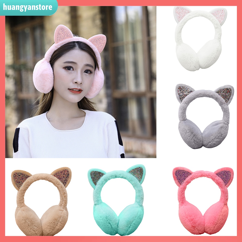 HY| Bịt tai hình tai mèo bằng lông giữ ấm mùa đông cho nữ