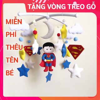 [MIỄN PHÍ THÊU TÊN BÉ] Đồ chơi treo nôi cũi cho bé kích thích thị giác ảnh thật, có nhạc tự xoay mẫu SIÊU NHÂN