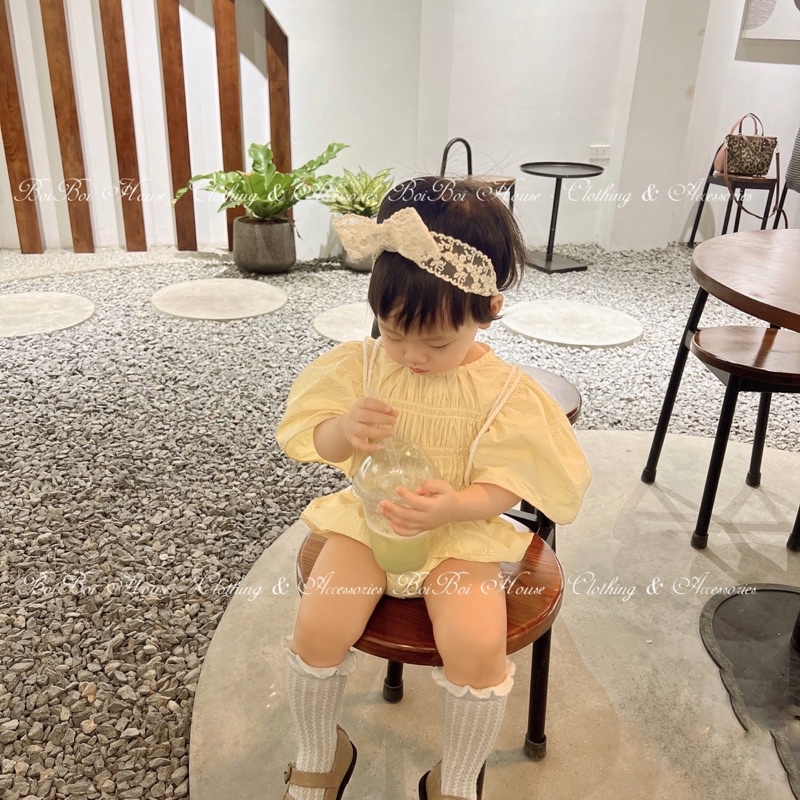 Turban, băng đô nơ hoa ren thiết kế style Hàn cho bé