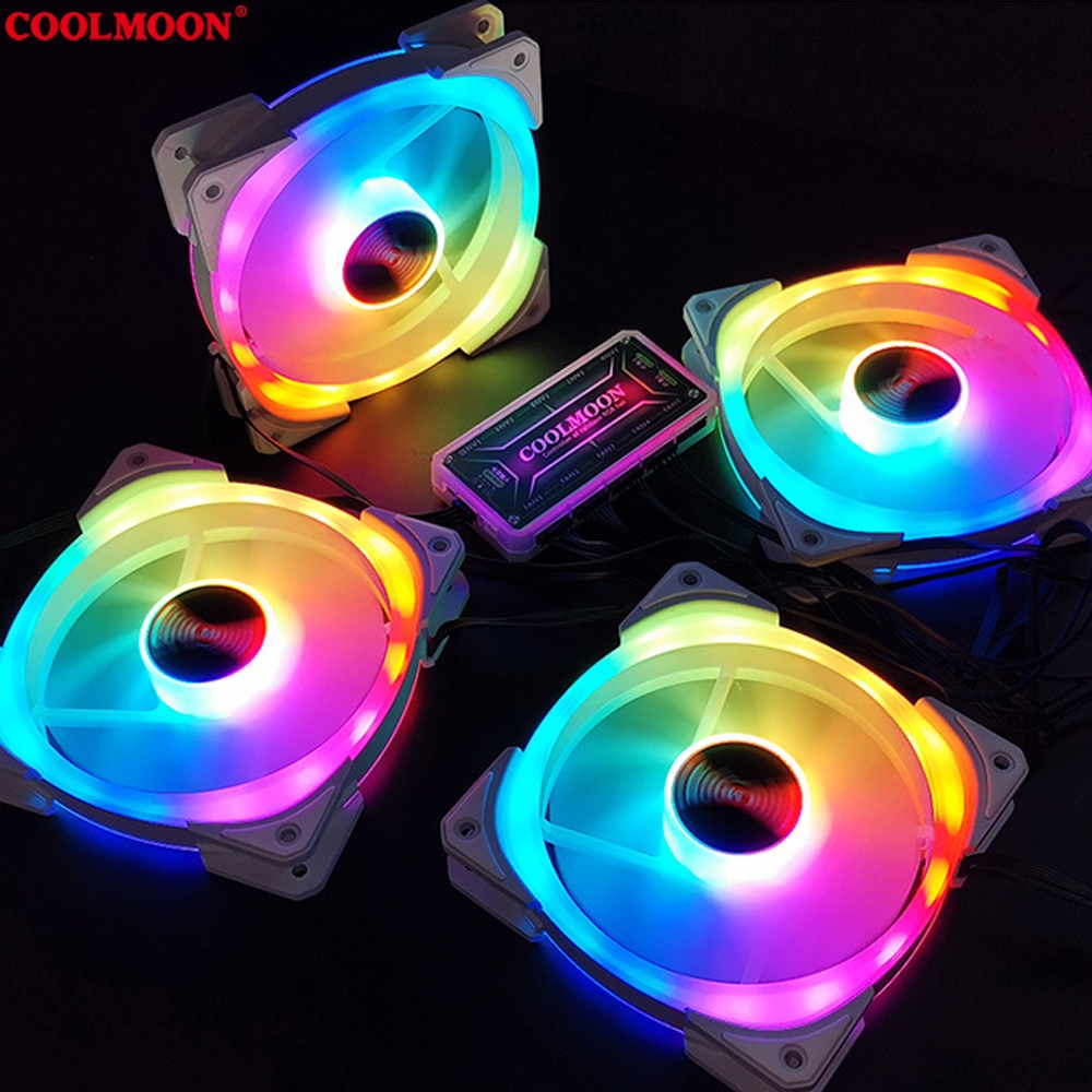 [ BỘ 3 FAN ] Quạt Tản Nhiệt, Fan Led ARGB Coolmoon + Bộ Hub Coolmoon và điều khiển - Tặng kèm ốc vít