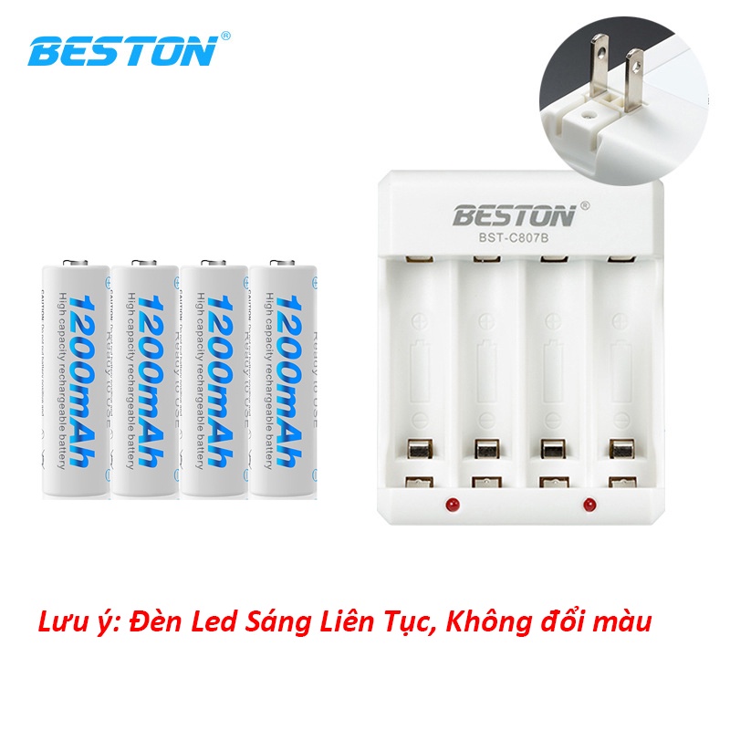 Combo Sạc BST-C7701 và 4 Pin Sạc BESTON Nimh 1.2V AA 1200mAh Cho Micro Cam Kết Dung Lượng Thật