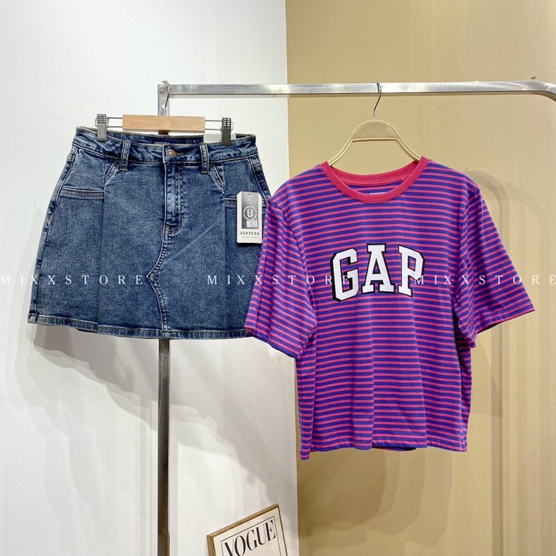 Áo Thun Nữ Sọc Gap phom lửng vừa chất cotton mềm mịn phom suông rộng trẻ trung