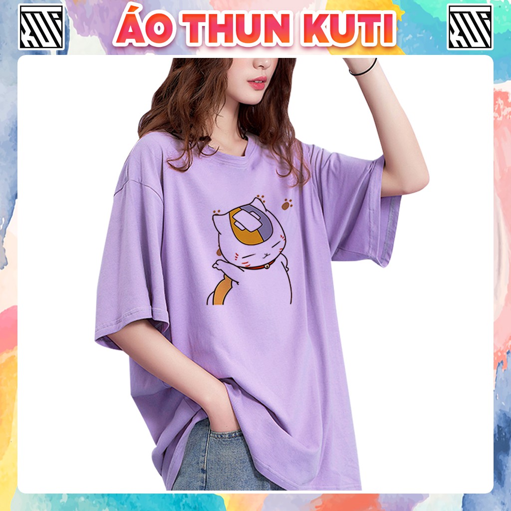 Áo Thun Tay Lỡ Mèo Dễ Thương Unisex Kuti Basic Tee Phông Trơn Nam Nữ Form Rộng Freesize Phong Cách Ulzzang Hàn Quốc