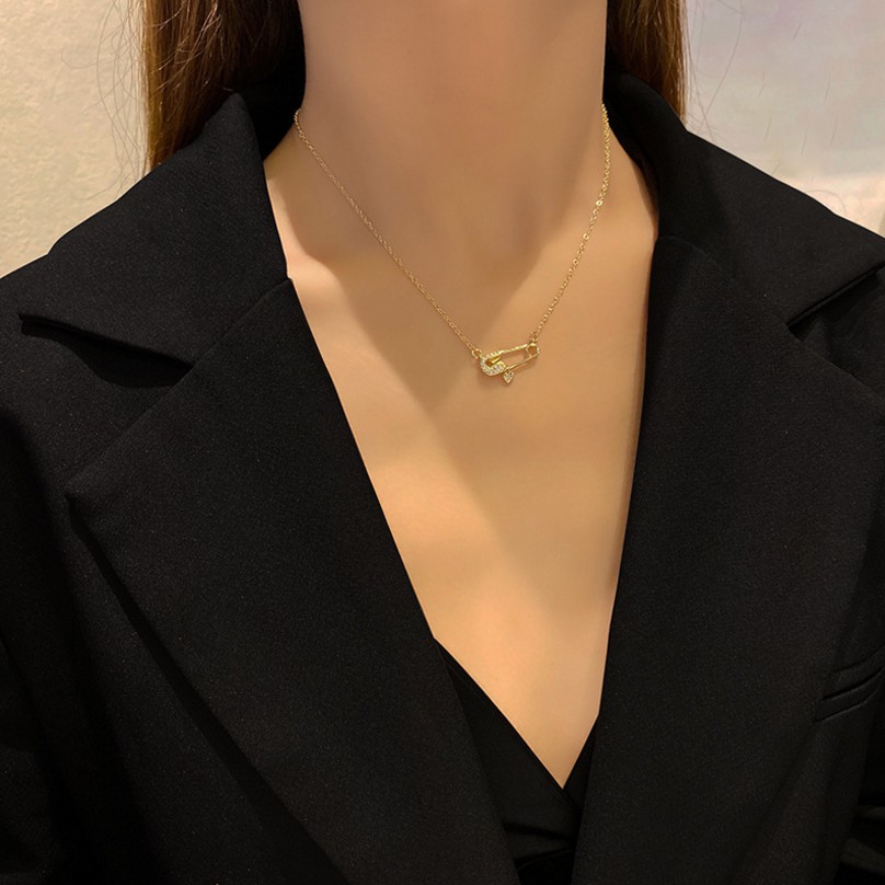 vòng cổ Thép Titan Đính Đá Zircon Sang Trọng Cho Nữ / Dây Chuyền