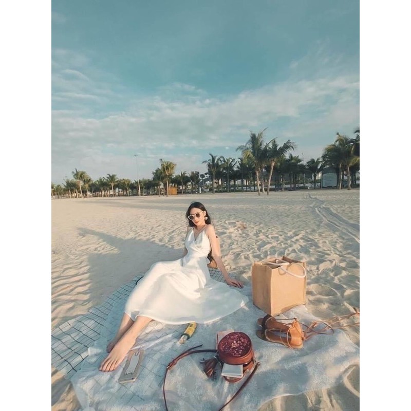 [Mã FATHANG5 giảm 10K đơn 50K] ♥️ ĐẦM MAXI TRẮNG 2 DÂY NƠ LƯNG ♥️ | BigBuy360 - bigbuy360.vn