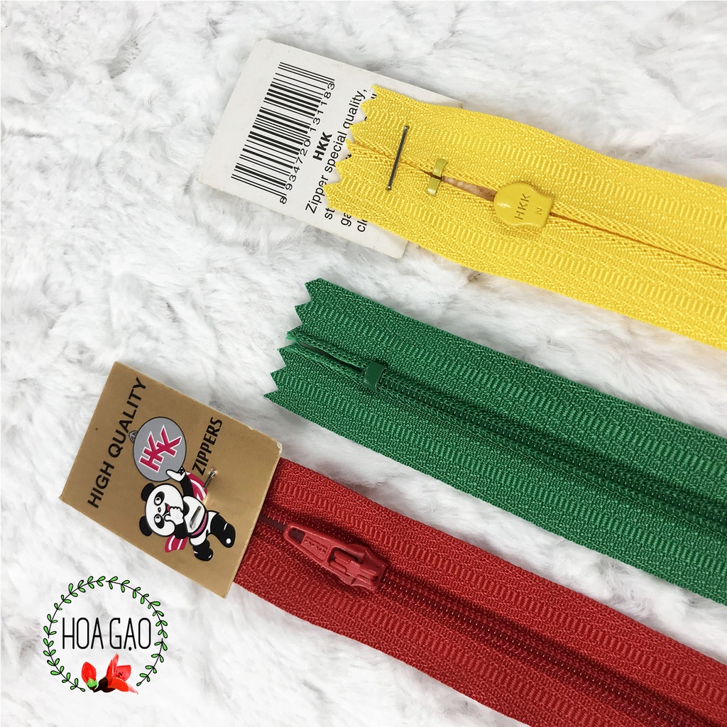 Khoá kéo, dây kéo HKK túi 12 dây 18cm GDKGT đủ màu sắc phụ kiện may mặc handmade mầm non freeship xtra