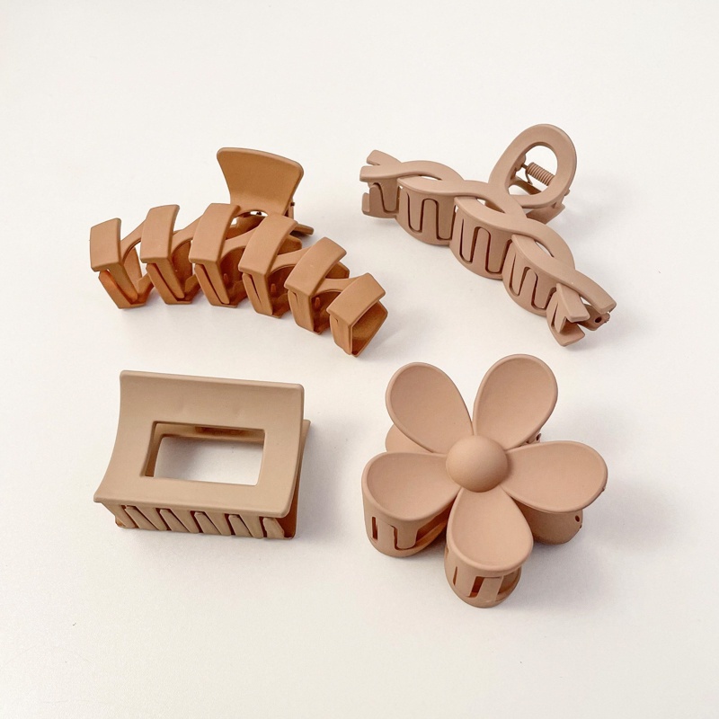 Kẹp Tóc Bằng Acrylic Màu Nâu Cỡ Lớn Phong Cách Retro Thời Trang Cho Nữ