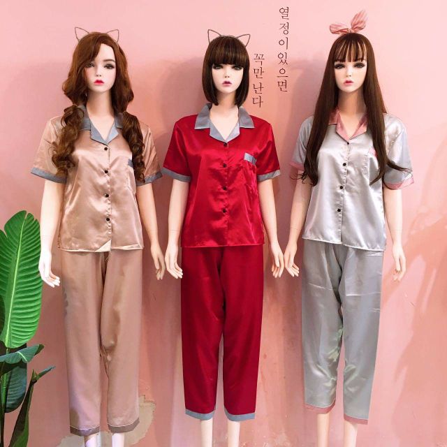 Bộ phi lụa phối tay ngắn quần dài | BigBuy360 - bigbuy360.vn