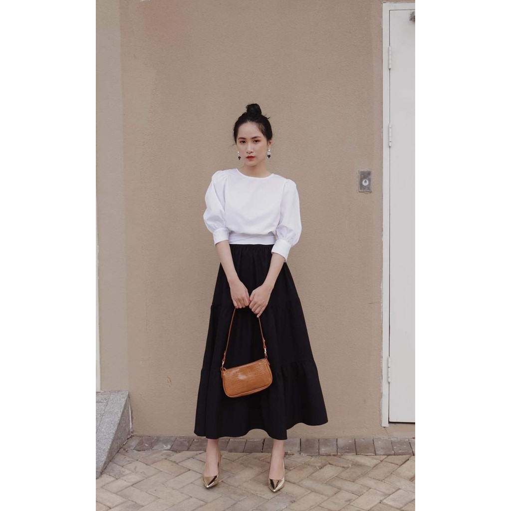 Áo croptop nữ ❣️FREESHIP❣️ Áo Croptop Cổ Tròn Thăt Nơ Sau Tay Lỡ Phong Cách Hàn Quốc