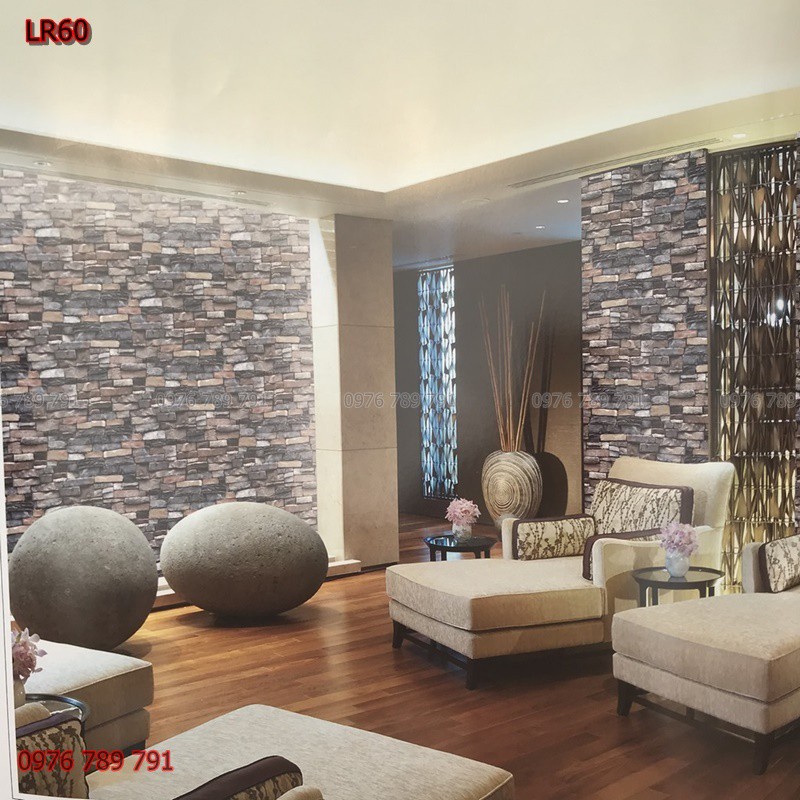 10m Giấy Dán Tường 3d Giả Gạch Cho Phòng Khách, Lụa Không Keo Đẹp