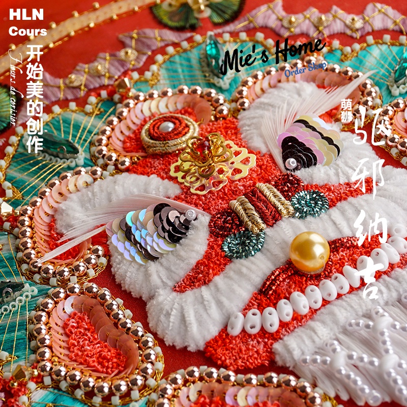 Bộ dụng cụ tự thêu kèm khung mẫu LÂN TRUNG THU trang trí NHÀ CỬA / quà tặng cho bạn bè DIY THÊU TAY - MIE Handmade