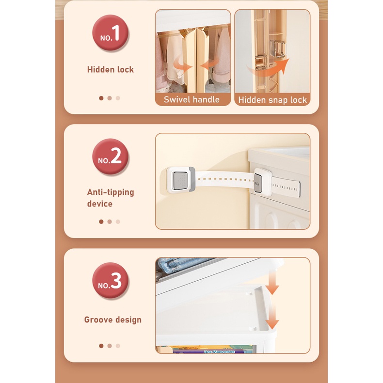 AladdingTủ Quần Áo Trẻ Em Bằng Nhựa Trong Suốt Lắp Ráp Dễ Dàng.