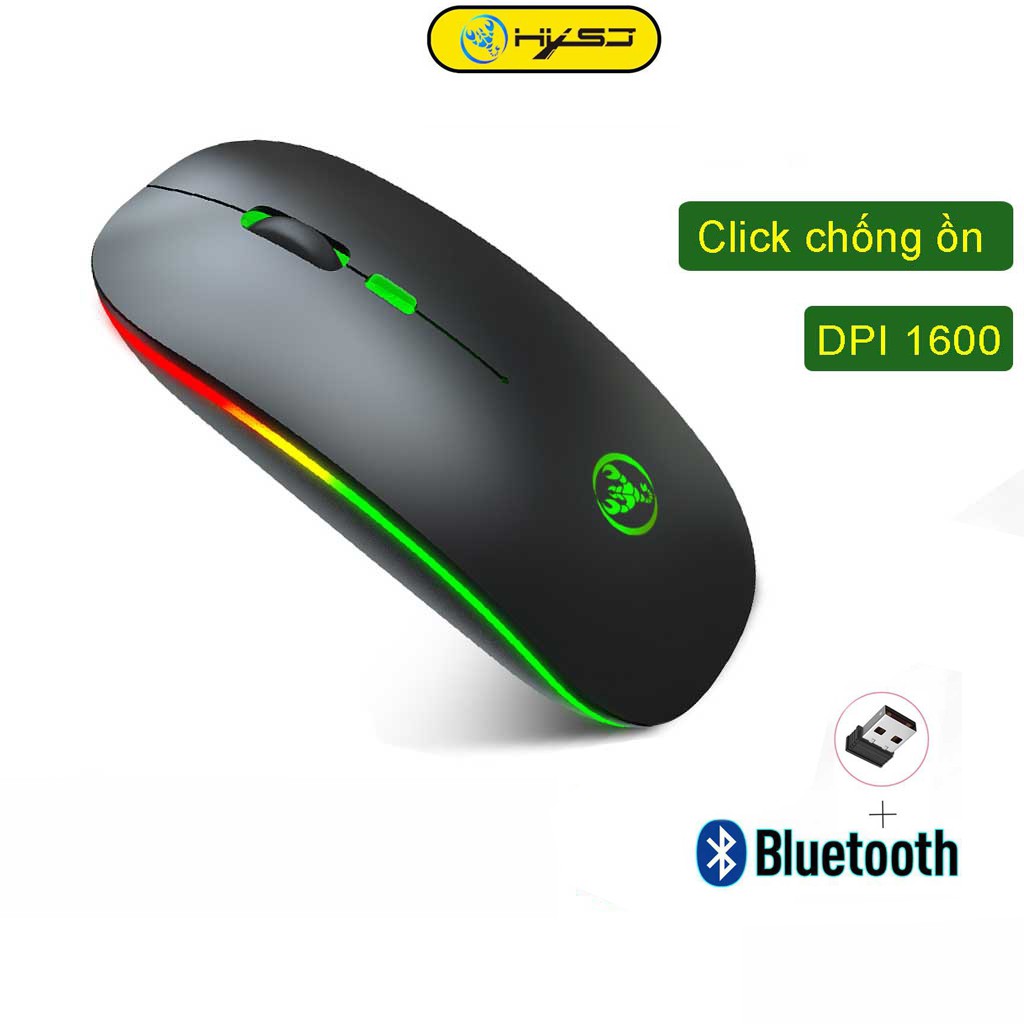 Chuột không dây Bluetooth HXSJ T18 wireless 2.4GHz tự sạc pin không tiếng click chuyên dùng cho Laptop macbook, PC, Tivi