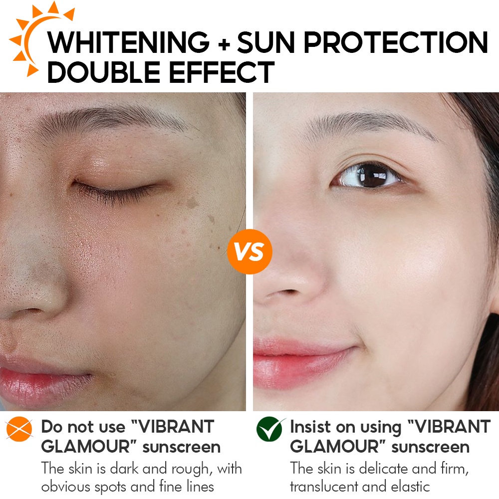 Kem chống nắng body VIBRANT GLAMOUR FDA Làm Trắng Da SPF50 + UVA / UVB Dưỡng Ẩm Chống Lão Hóa 50g