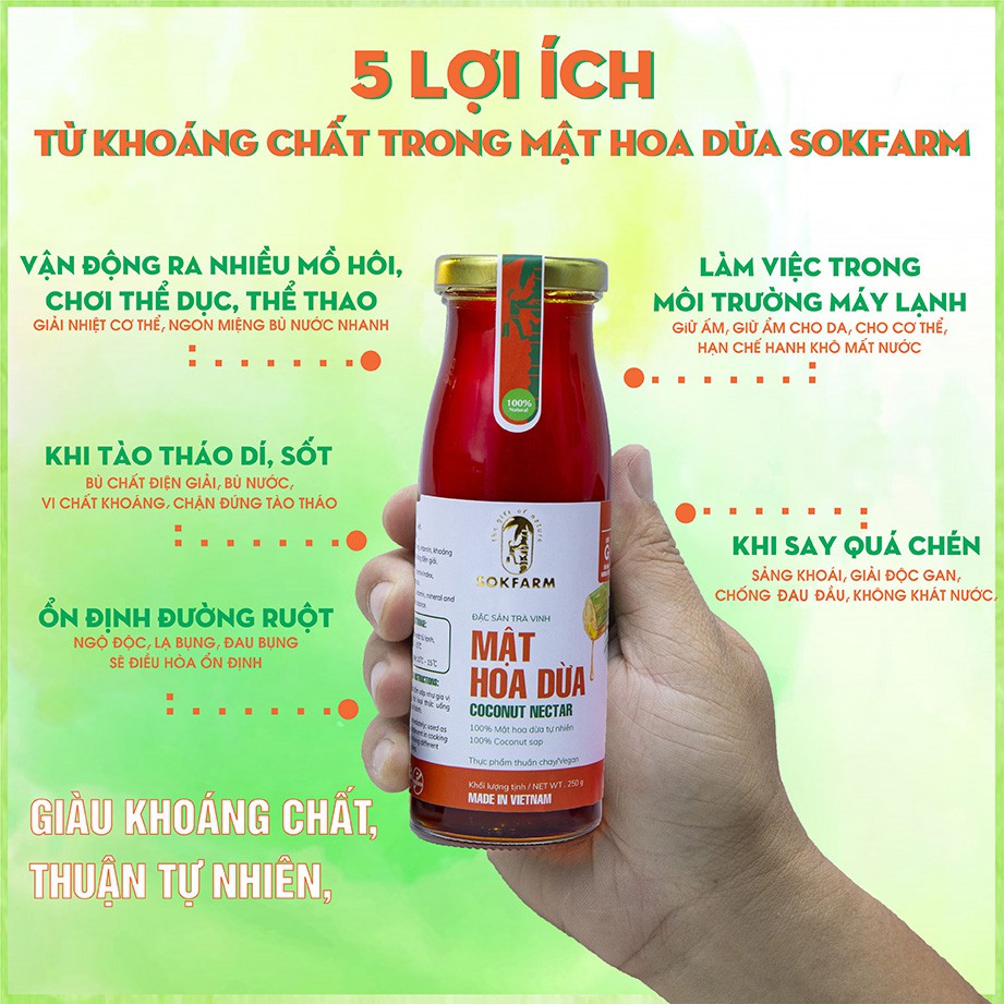 Mật hoa dừa sokfarm - Dành cho người ăn kiêng, người có đường huyết cao, thay thế đường cát trắng.