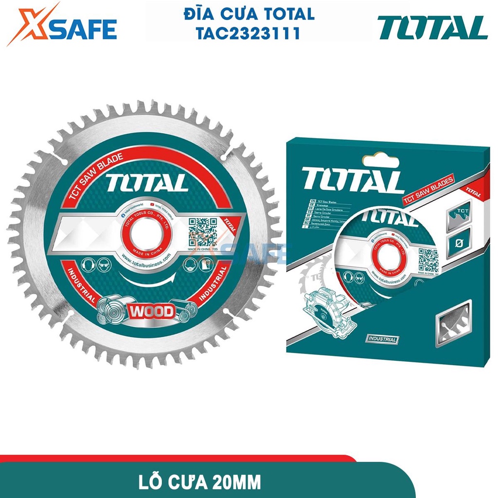 Lưỡi cưa gỗ TCT TOTAL TAC2323111 165mm 24 răng cốt 20mm, lưỡi cưa đĩa hợp kim TCT cao cấp , sắc bén và độ bền cao