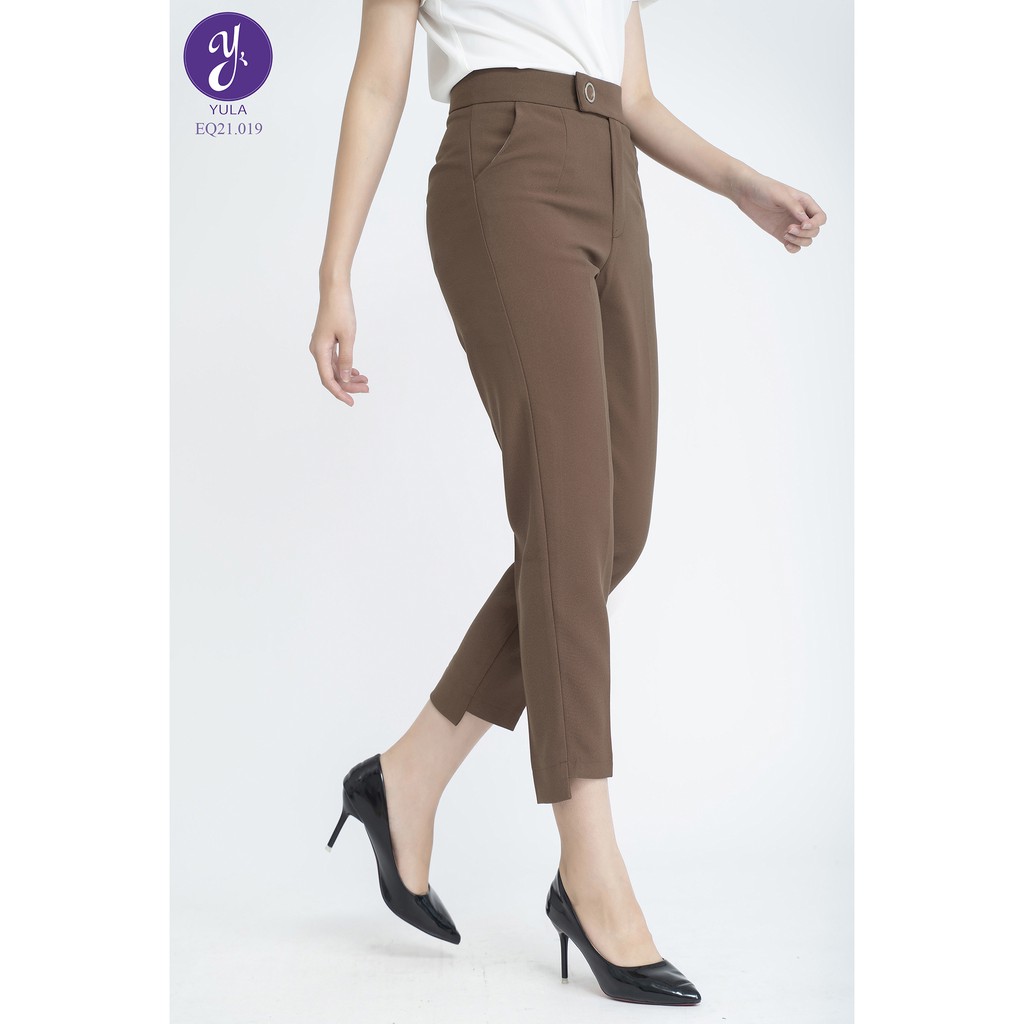 Quần Tây Nữ Khuy Tròn Trẻ Trung Phom Âu Baggy Công Sở Dáng Lửng Lệch Gấu Q21.04
