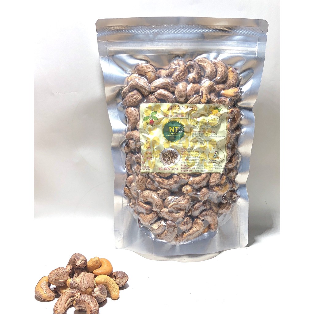 500GRAM Hạt Điều Bình Phước Rang Muối Còn Vỏ lụa