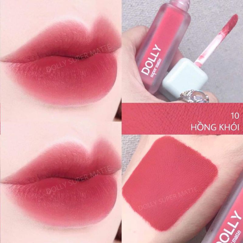 NEW 2021 [Hồng Khói 10] Son Kem Lì Dolly Super Matte Không Chì Màu Hồng Khói - Hồng Đất Tách Sét | BigBuy360 - bigbuy360.vn
