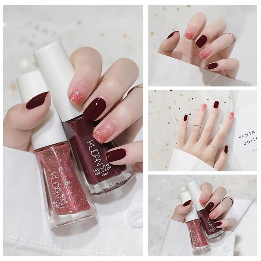 [Hàng mới về] Sơn móng tay tông màu kim tuyến tùy chọn nhanh khô lâu phai 10ml dành cho nữ