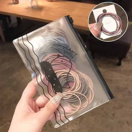 [KÈM TÚI ZIP] Set 100 sợi thun cột tóc kèm túi zip dễ thương, chắc chắn, tiện lợi giá rẻ