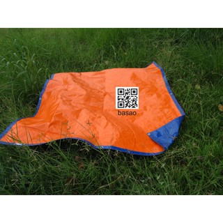 Tấm bạt may sẵn, kích thước 1,8 x 2m màu xanh - cam, không thấm nước, viền tăng cường, khuy kim loại