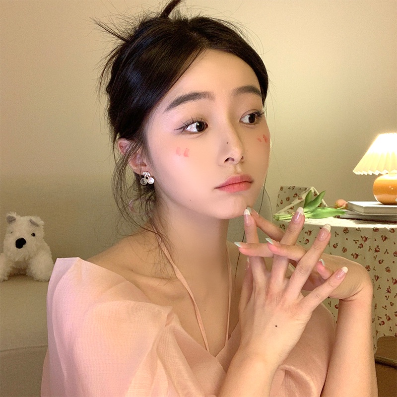 Bông Tai Hình Quả Cherry Đính Đá Zircon Thời Trang Hàn Quốc Dành Cho Nữ