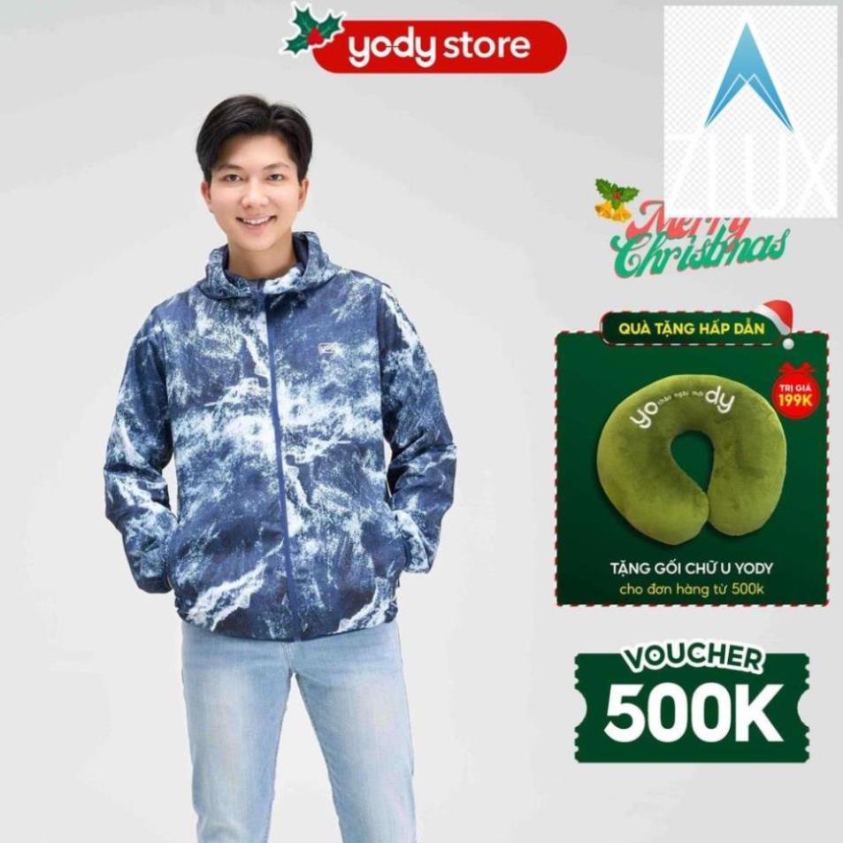 Áo Khoác Gió Nam 2 Lớp Có Mũ Thương Hiệu YODY Áo Gió Nam In Loang AKM4687 -m98 a 2022 #