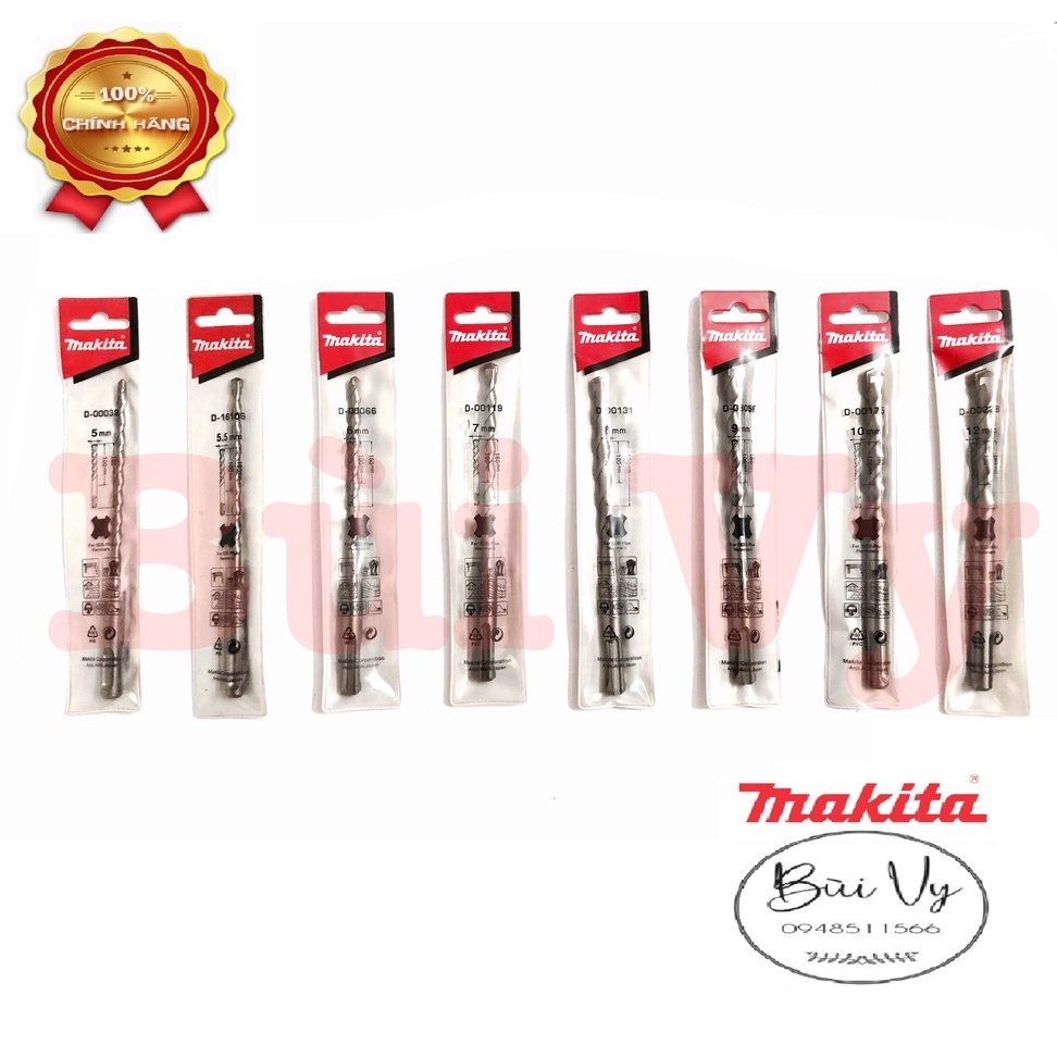MŨI KHOAN BÊ TÔNG SDS-PLUS 160MM Makita (Chính Hãng) (5mm,6mm,7mm,8mm,9mm,10mm,12mm)