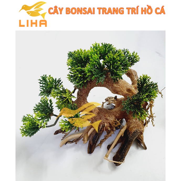 Cây Lũa Bonsai Ghép Lá Nhựa Giả Trang Trí Hồ Bể Cá- Lũa Bonsai Bể Thủy Sinh