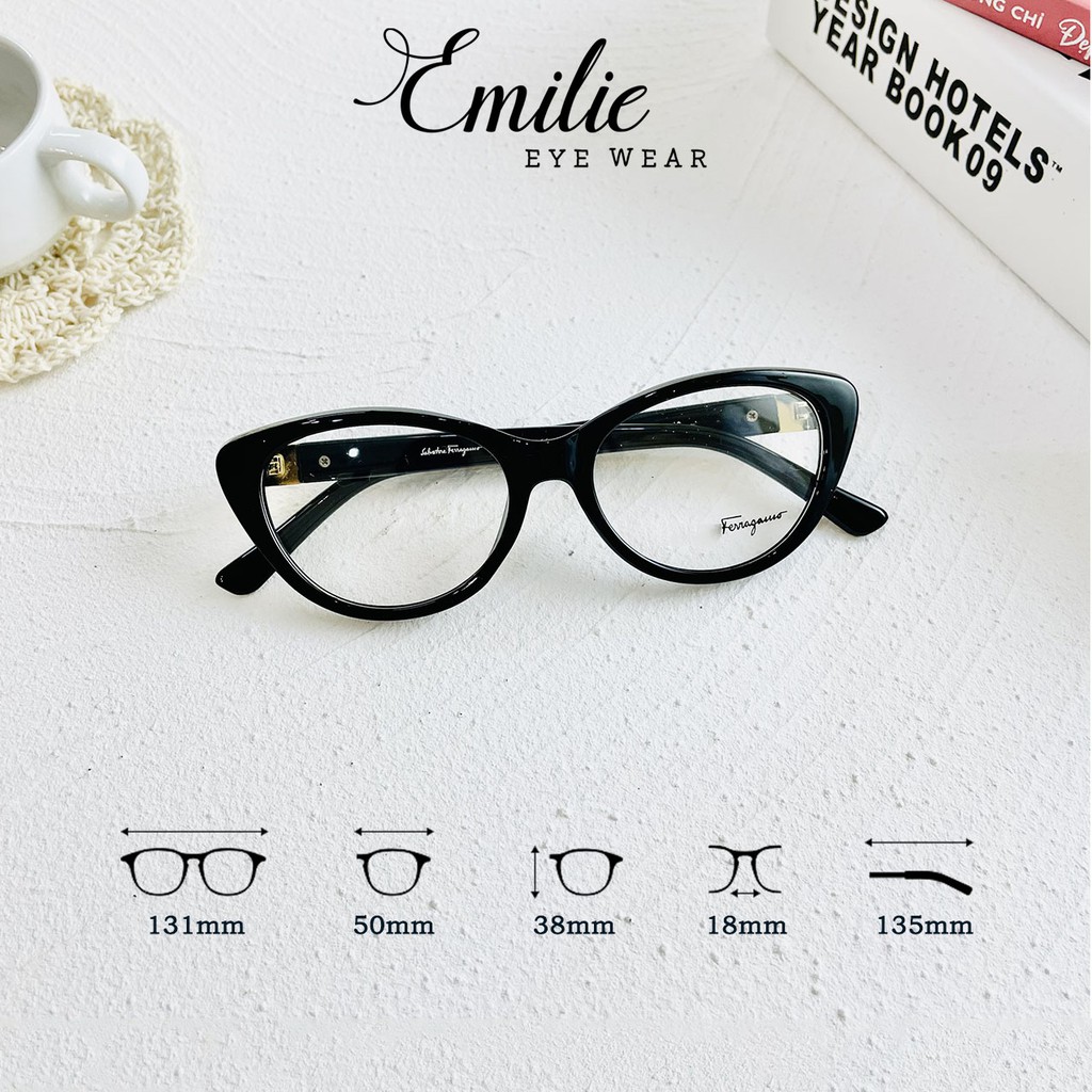 Gọng kính mắt mèo ⚡𝑭𝑹𝑬𝑬𝑺𝑯𝑰𝑷⚡ nhựa nhiều màu bản dày Kính mắt Emilie phụ kiện thời trang 8037