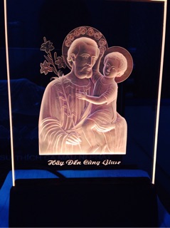 Tranh điện công giáo đèn LED : Thánh Giuse Bế Chúa , nhiều kích thước