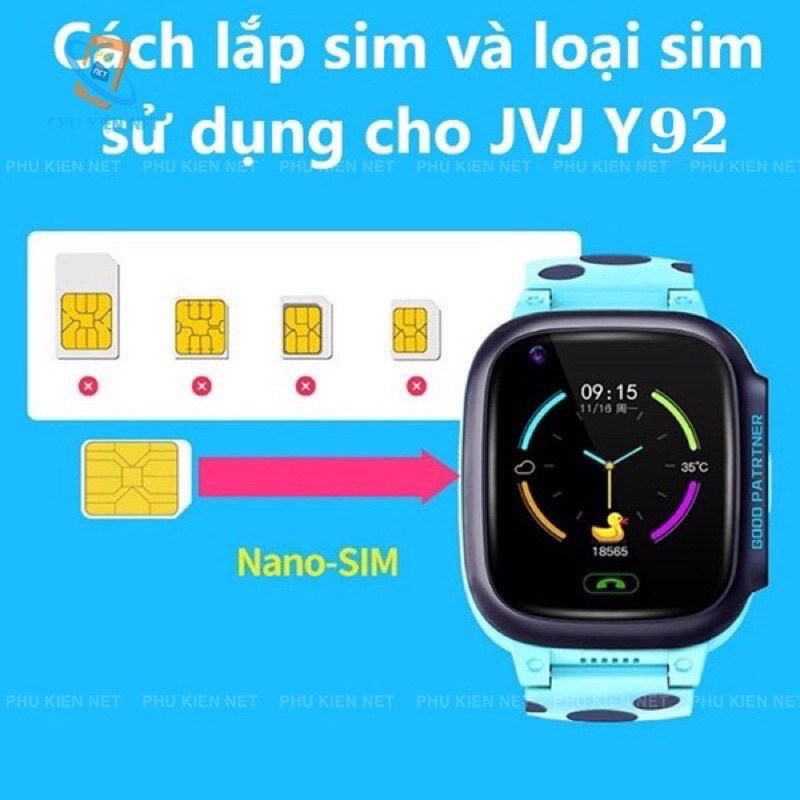 Đồng hồ thông minh trẻ em Y92 định vị cảm ứng chống nước nghe gọi 2 chiều có Tiếng Việt -WIFi - KYWI
