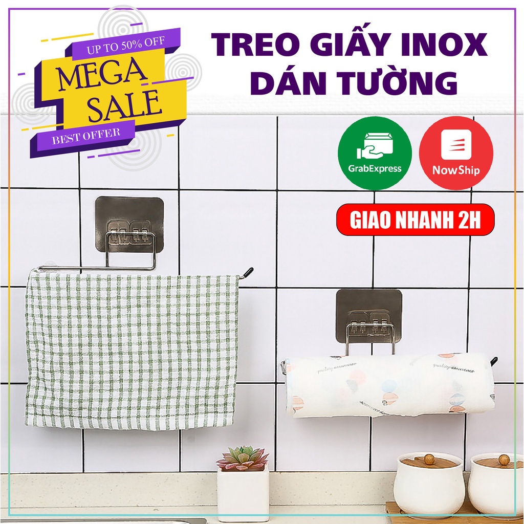 Móc Inox, giá treo cuộn khăn giấy, khăn lau bếp đa năng