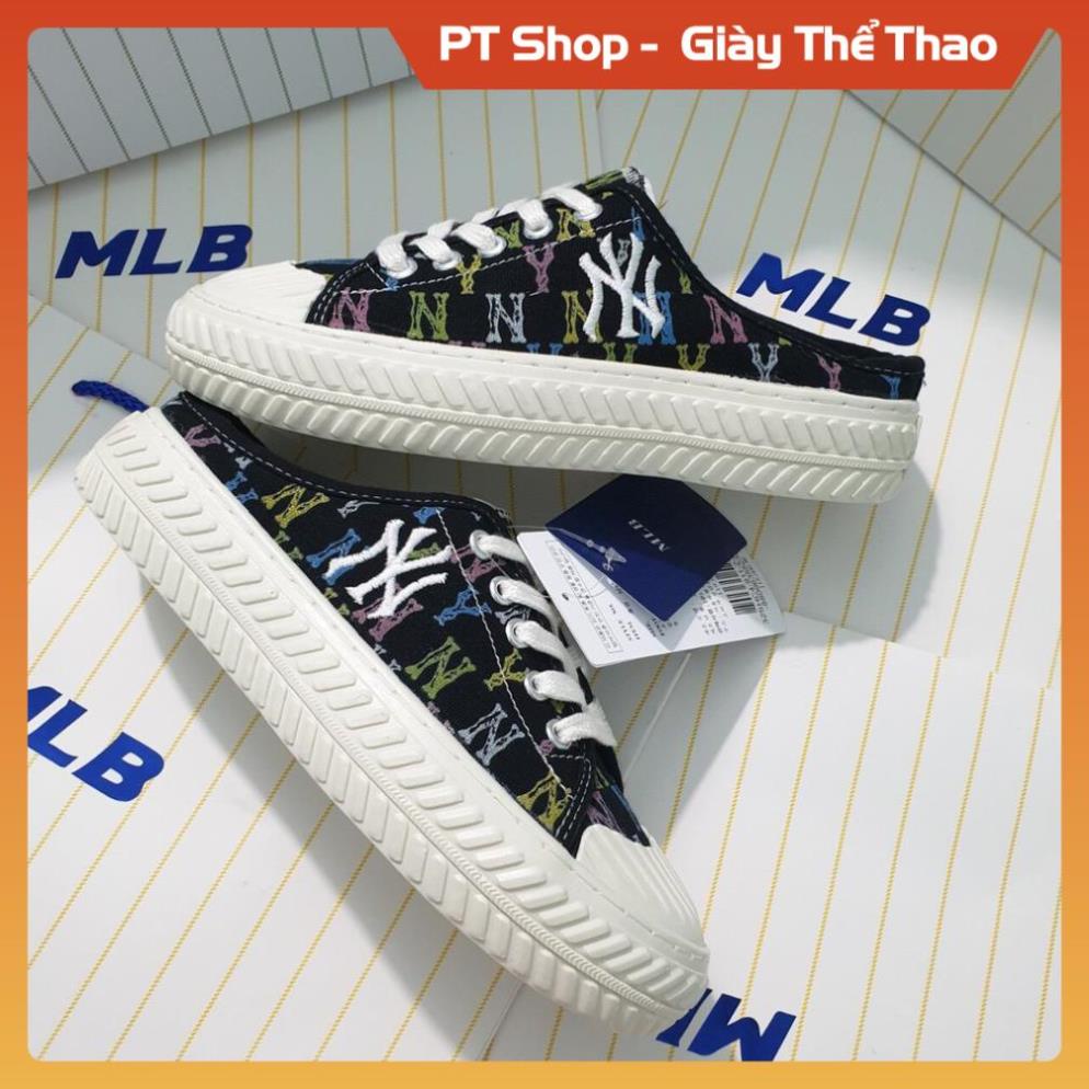 [FreeShip-Hàng Loại A] Giầy MLB NY đen đạp gót hót trend , Giày MLB sục đen cao cấp full box phụ kiện bill tag Sneaker