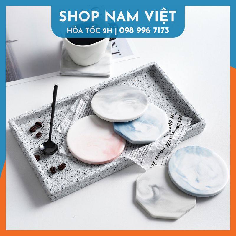 Tấm Lót Ly Ceramic Vân Cẩm Thạch Sang Trọng - NAVIVU