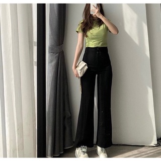 QUẦN ỐNG LOE LƯNG CAO 2 NÚT