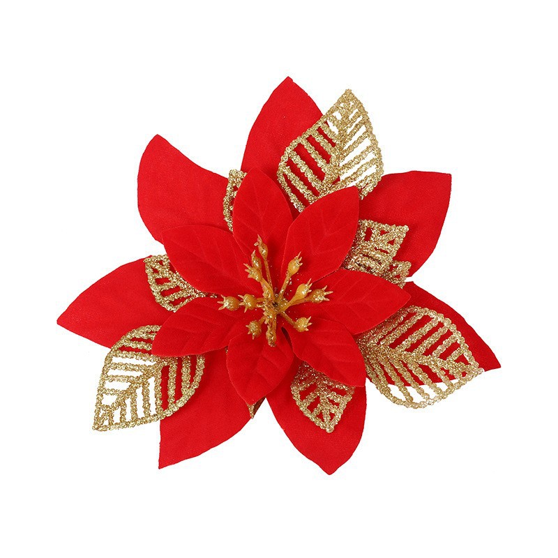 5 Bông Hoa Lụa Nhân Tạo 15cm Trang Trí Giáng Sinh