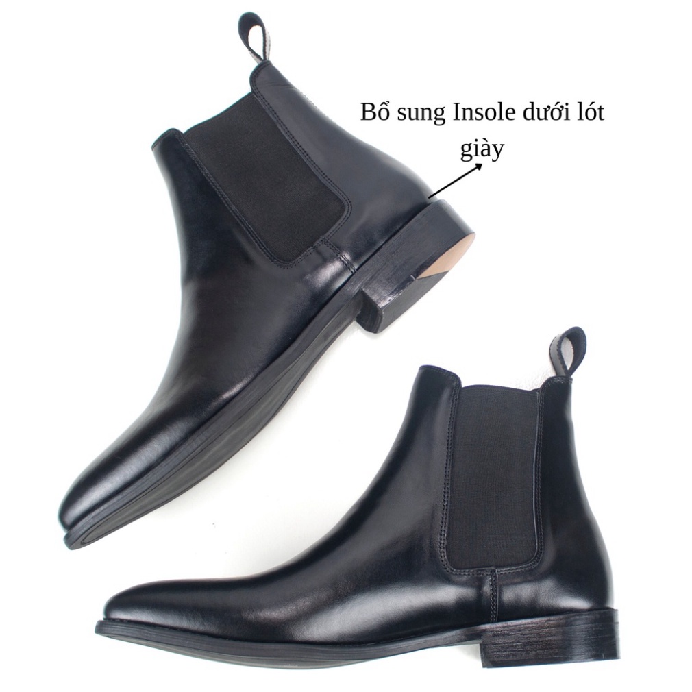 Giày thời trang nam cao cổ Chelsea boots tăng 3.5cm chiều cao da bò nguyên tấm | BigBuy360 - bigbuy360.vn
