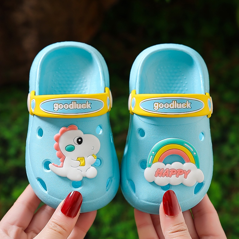 Dép sục khủng long happy cho bé trai bé gái, sục cross mềm nhẹ cho bé từ 2-5 tuổi Tulastore