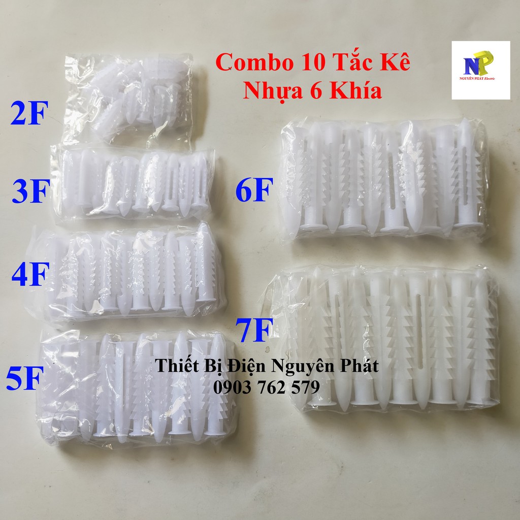 [Nguyên Phát] Combo 10 Tắc Kê Nhựa 6 Khía Đủ Size